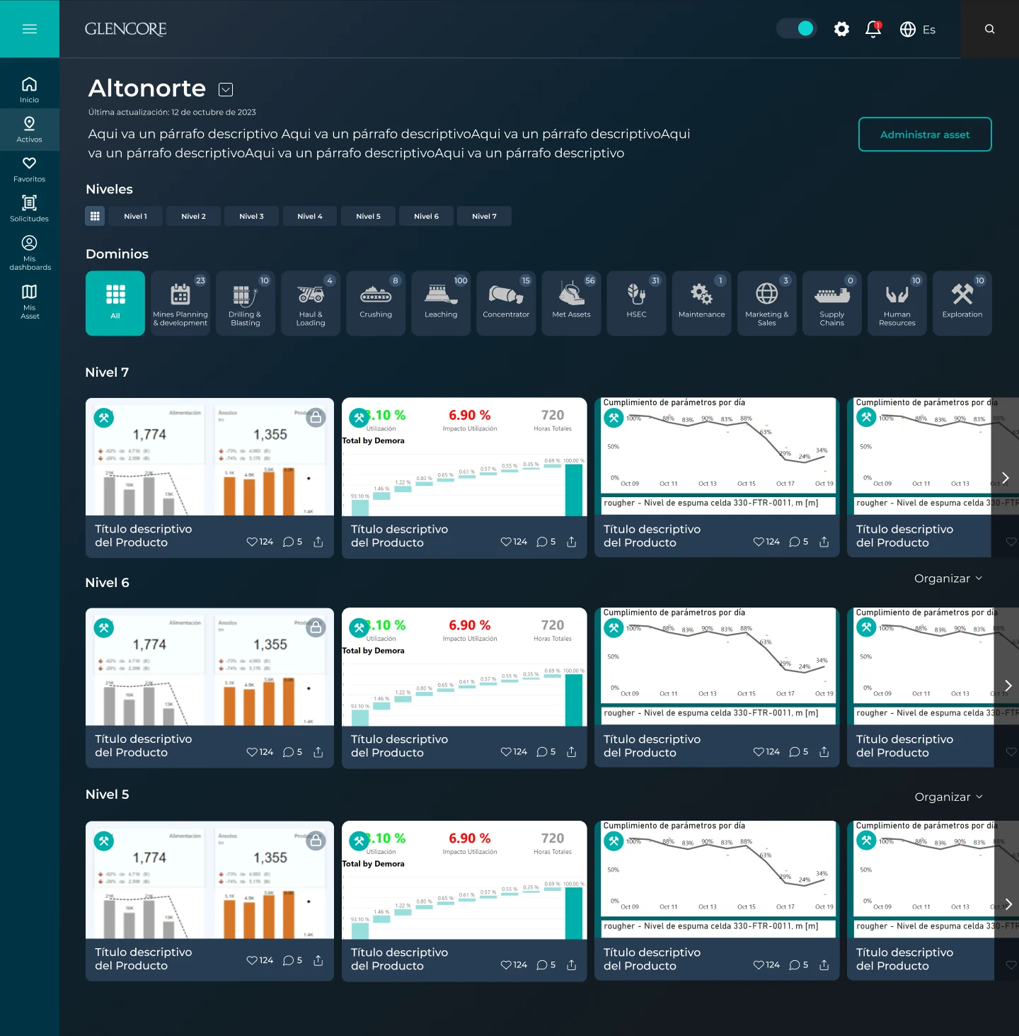 Plataforma de operaciones para Glencore — pantalla 1