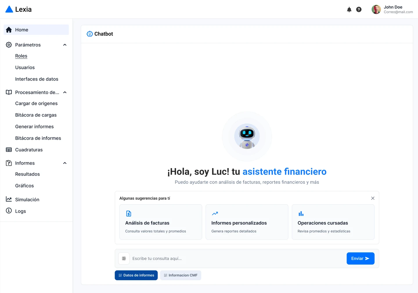 Lexia — Reportes regulatorios — pantalla 2